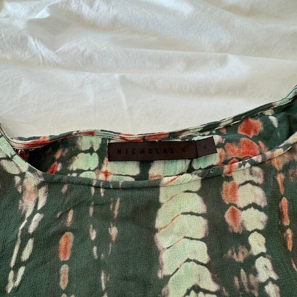 Nicholas K Womens Multi-Color Boho Short Sleeve Tie Dye Top Size S - Picture 2 of 5